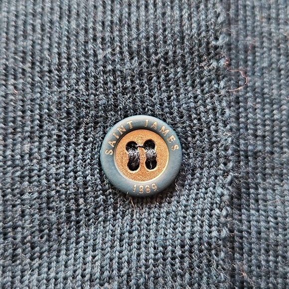 Saint James New Wool Blue Cardigan Sweater Est. Size Large - Picture 3 of 16